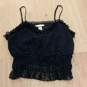 Black ruffled tank top